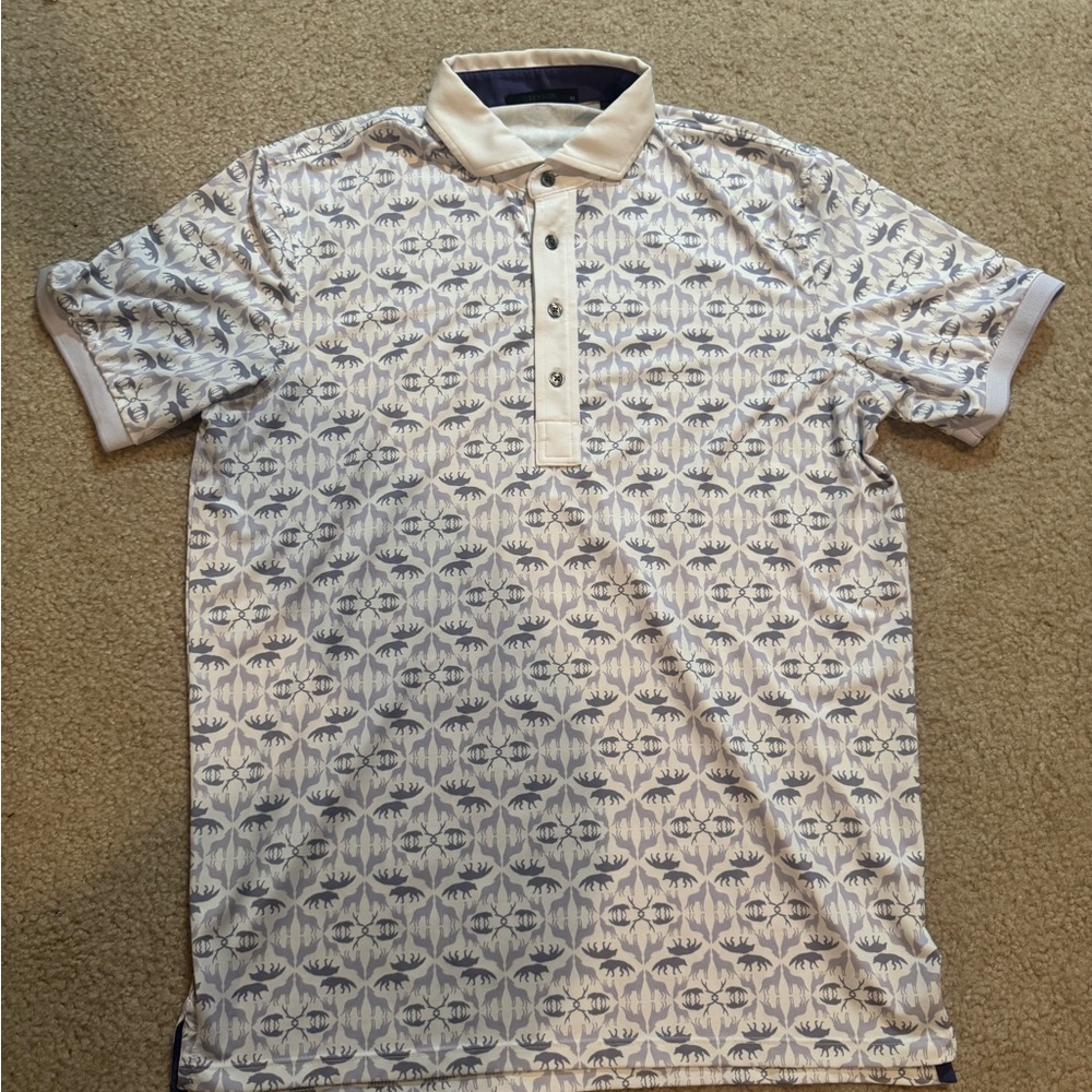 Men's White and Purple Wolf Polo Shirt